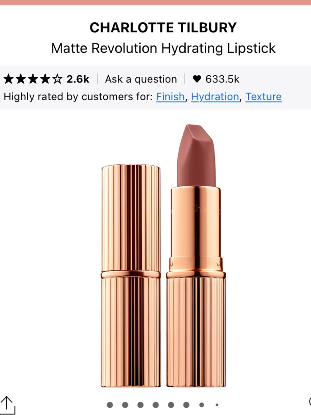 Charlotte Tilbury Matte Revolution Hydrating Lipstick Pillow Talk